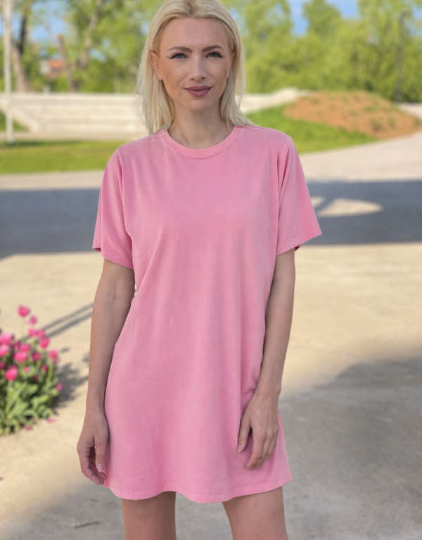 Rochie clasica din catifea, roz prafuit