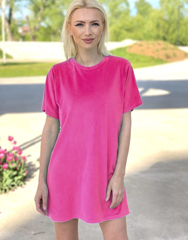 Rochie clasica din catifea, roz