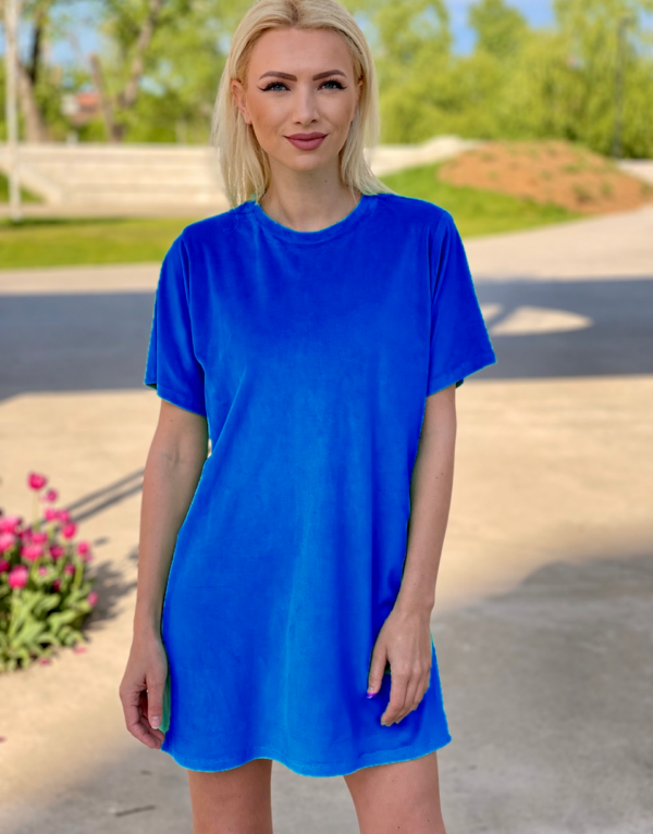 Rochie clasica din catifea, albastru