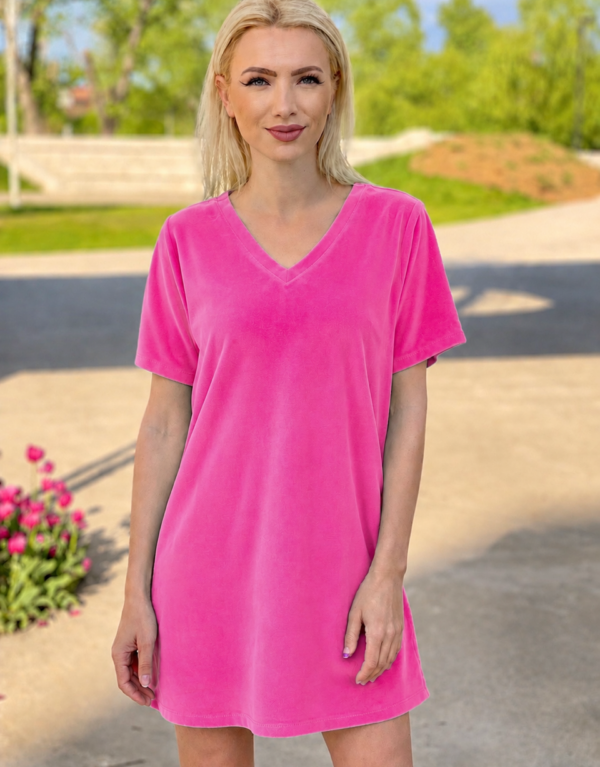Rochie anchior din catifea, roz