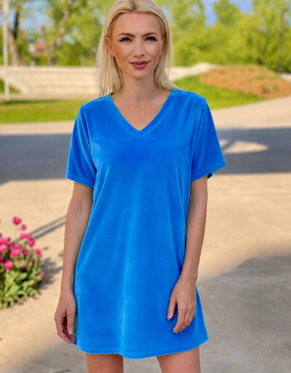 Rochie anchior din catifea, albastru
