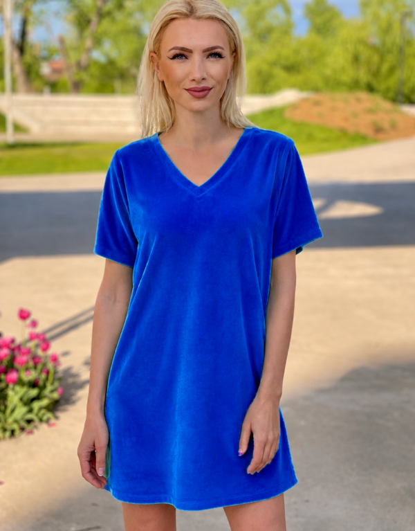 Rochie anchior din catifea, albastru