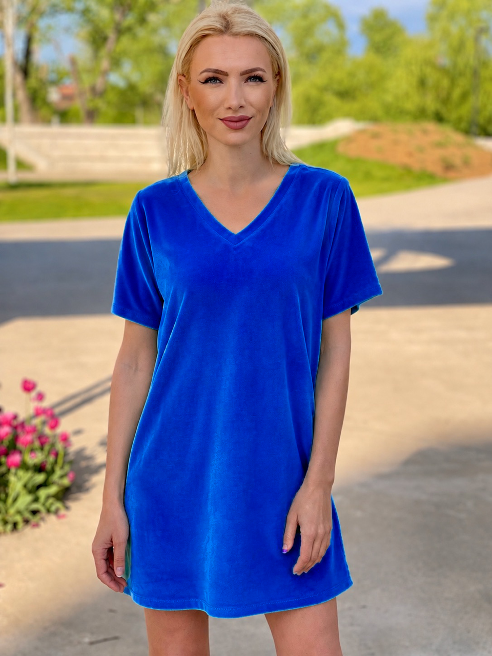 Rochie anchior din catifea, albastru