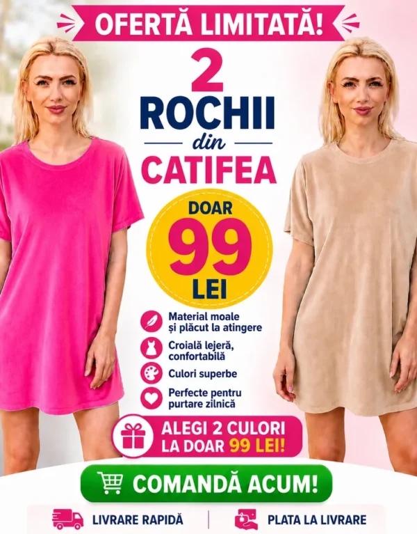 Pachet 2 Rochii catifea sport vara (roz/bej)
