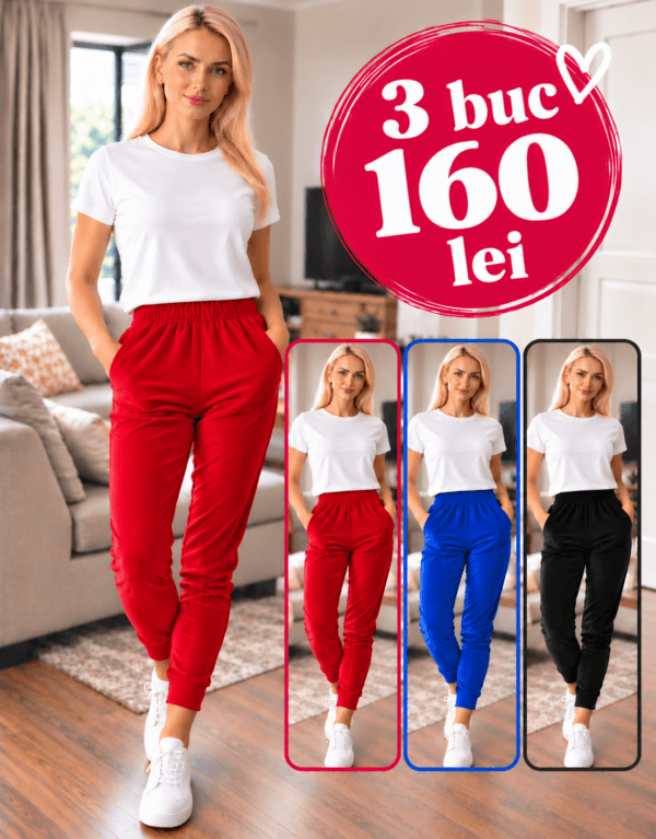 Pachet 3 pantaloni catifea (rosu, albastru, negru)