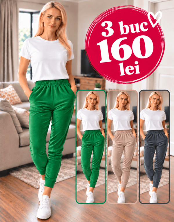 Pachet 3 pantaloni catifea (verde, beige, grafit)