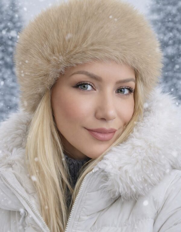 Caciula din blana artificiala, marime universala, beige